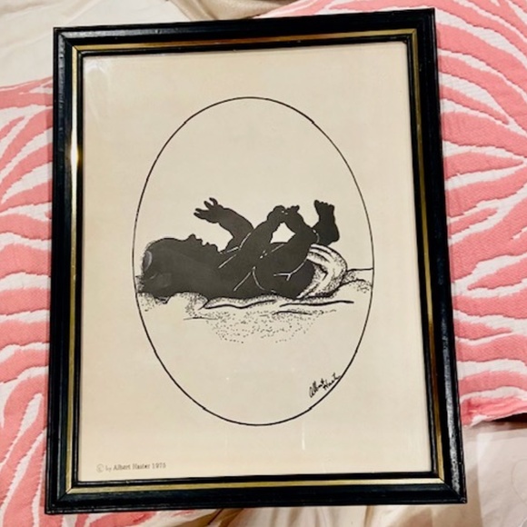 AP2-RARE Vintage 1975 Framed Baby Silhouette by Albert Haster - Picture 2 of 8